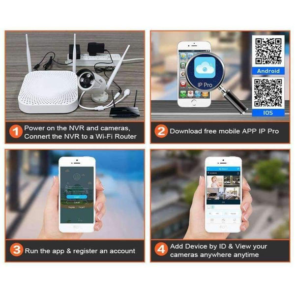 Planet Gates Spain / None / Black Hiseeu wifi home security camera system wifi 4CH 1080P CCTV NVR Kit 2pcs 960P/1080P wireless video surveillance IP camera system