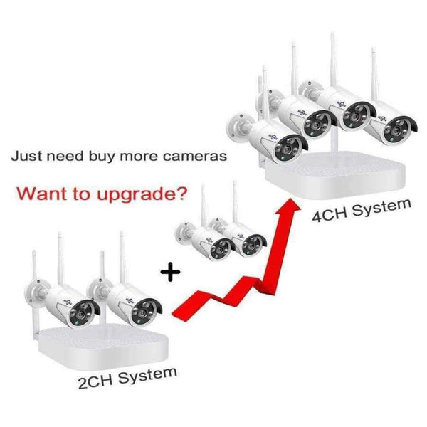 Planet Gates Spain / None / Black Hiseeu wifi home security camera system wifi 4CH 1080P CCTV NVR Kit 2pcs 960P/1080P wireless video surveillance IP camera system