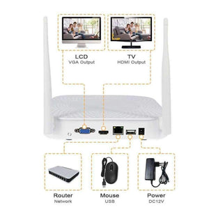 Planet Gates Spain / None / Black Hiseeu wifi home security camera system wifi 4CH 1080P CCTV NVR Kit 2pcs 960P/1080P wireless video surveillance IP camera system