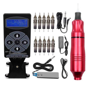 Planet Gates SPAIN / Red tattoo kit Tattoo Machine Kit Complete Rotary Pen Eyebrow Cartridge Tattoo Machine Set Professional Tattoo Kits for Tattoo Body Art