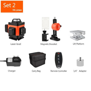 Planet Gates SPAIN / Set 2 GOXAWEE 360 Laser level 16/12 Lines 3D/4D Self-leveling Nivel Laser Cross Horizontal Vertical Green Beam For Construction Tools