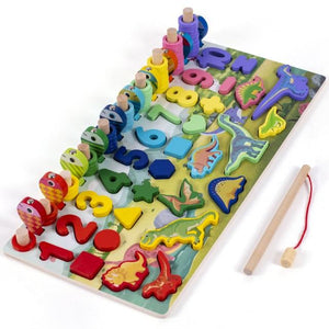 Planet Gates SPAIN / X-KONGLONG Kids Montessori Math Toys For Toddlers Educational Wooden Puzzle Fishing Toys Count Number Shape Matching Sorter Games Board Toy