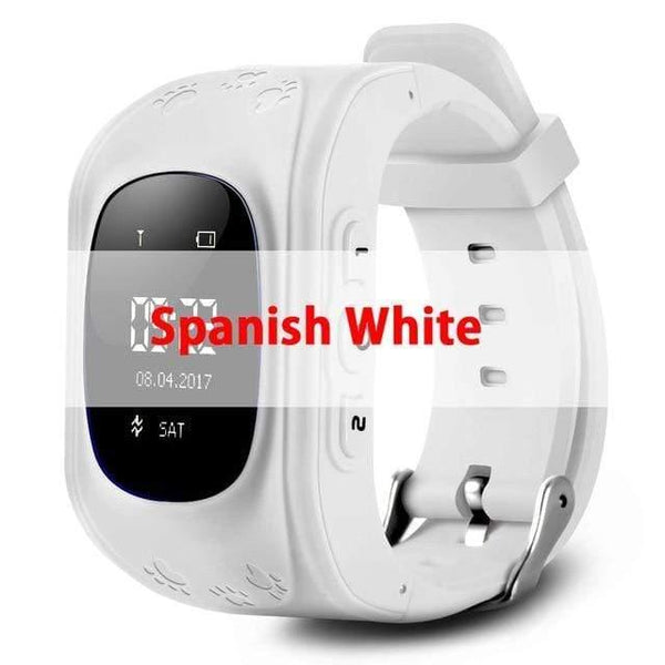 Planet Gates Spanish White GPS smart Kids children's watch SOS call location finder child locator tracker anti-lost monitor baby watch IOS & Android