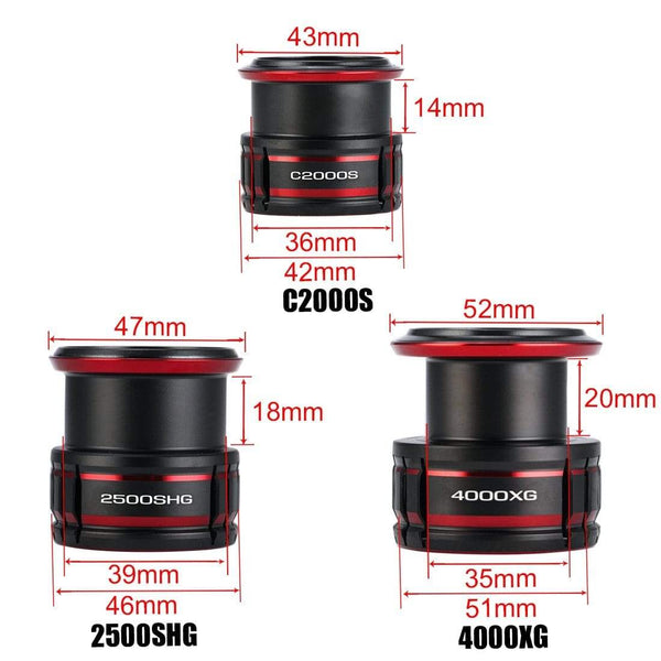 Planet Gates Spining Fishing Reel Spare Spool C2000S 2500SHG 4000XG Metal Spare Spool DIY Fishing Tackle Shallow Deep Spool