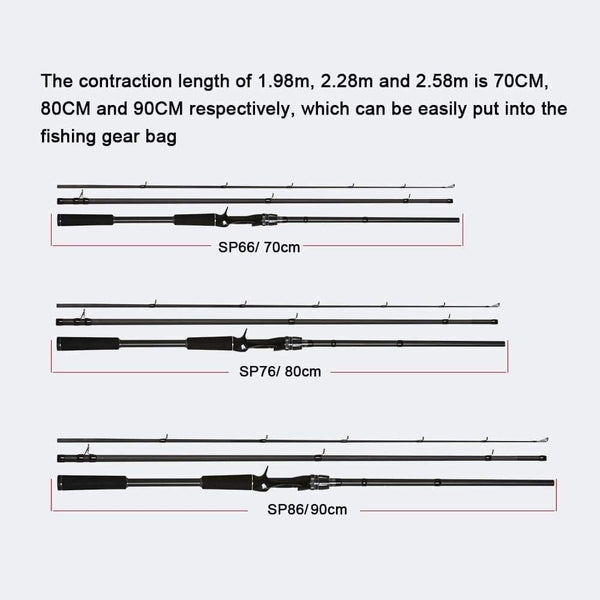 Planet Gates spinning 1.98m Spurs 1.98m 2.28m 2.58 3 section bait casting fishing rod travel ultra light casting spinning boat lure 7g-55g M/ML/MH Rod