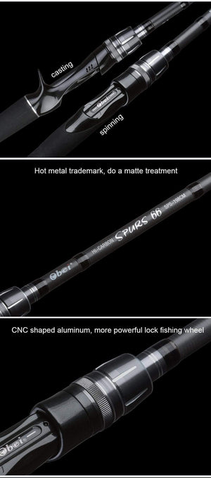 Planet Gates spinning 1.98m Spurs 1.98m 2.28m 2.58 3 section bait casting fishing rod travel ultra light casting spinning boat lure 7g-55g M/ML/MH Rod