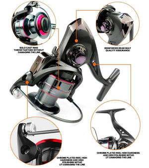 Planet Gates Spinning Fishing Reel 12BB + 1 Bearing Balls 1000-7000 Series Metal Coil Spinning Reel Boat Rock Fishing Wheel