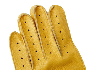 Planet Gates Spring Autumn Mens Genuine Leather Gloves Full Finger Breathable Cowhide Motorcycle Gloves For Men Workout Driving Gloves NR49