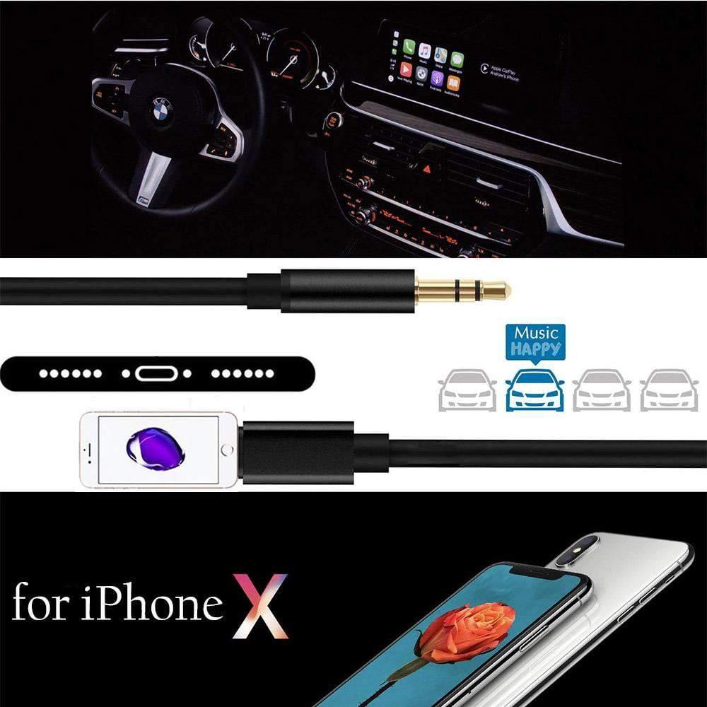 Planet Gates Spring Aux Adapter Cord for iPhone X 8 Plus 2 in 1 Lighting to 3.5mm Car Audio Extension Converter Cable Support IOS 11