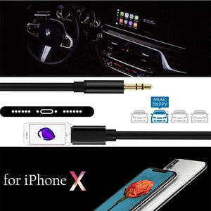 Planet Gates Spring Aux Adapter Cord for iPhone X 8 Plus 2 in 1 Lighting to 3.5mm Car Audio Extension Converter Cable Support IOS 11