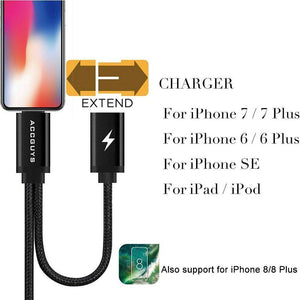 Planet Gates Spring Aux Adapter Cord for iPhone X 8 Plus 2 in 1 Lighting to 3.5mm Car Audio Extension Converter Cable Support IOS 11