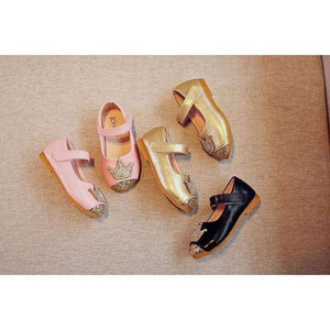 Planet Gates Spring Kids princes Shoes For Girls Children Girl Wedding Shoe Gold Black Crown Sequins Baby Waterproof Footwear