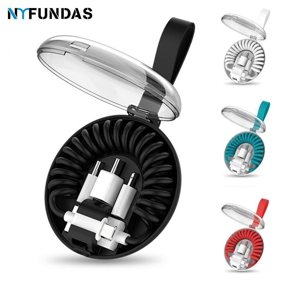 Planet Gates Spring Telescopic Data Cable Universal Mobile Phone Charging Adapter Spring Charging Cable For Apple Type-C Android usb