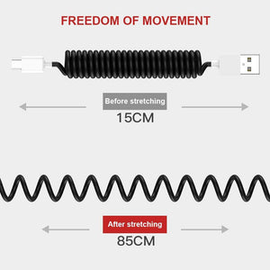 Planet Gates Spring Telescopic Data Cable Universal Mobile Phone Charging Adapter Spring Charging Cable For Apple Type-C Android usb