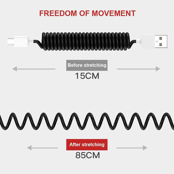 Planet Gates Spring Telescopic Data Cable Universal Mobile Phone Charging Adapter Spring Charging Cable For Apple Type-C Android usb