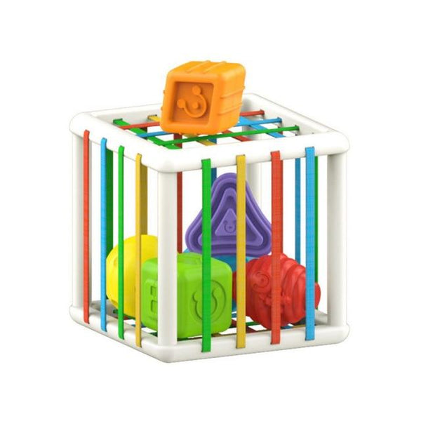 Planet Gates Square bin box Baby Shape Sorting Toy  motor skill tactile touch toy 10 months to 3 years  InnyBin soft cube montessori educational toys