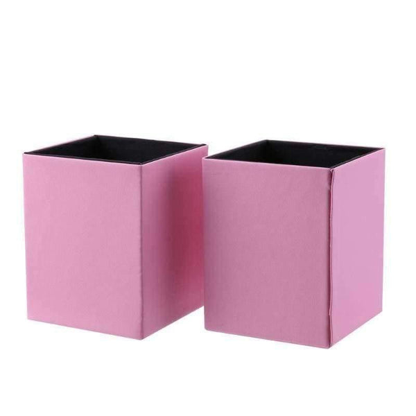 Planet Gates Square Magnetic Pink PU Leather Pen Holder Desk Organizer Stationery Makeup Storage Box Pencil Container Office Accessories