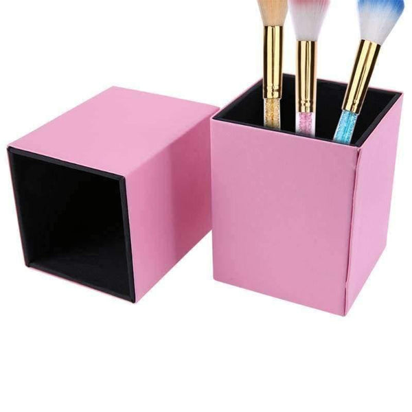 Planet Gates Square Magnetic Pink PU Leather Pen Holder Desk Organizer Stationery Makeup Storage Box Pencil Container Office Accessories