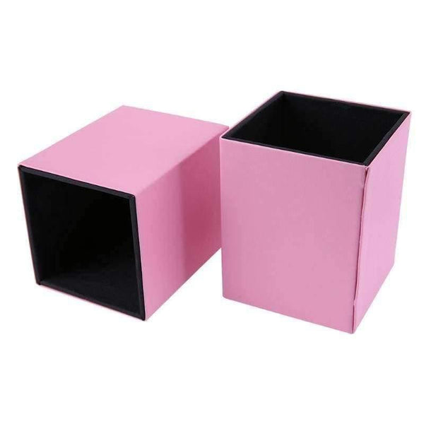 Planet Gates Square Magnetic Pink PU Leather Pen Holder Desk Organizer Stationery Makeup Storage Box Pencil Container Office Accessories