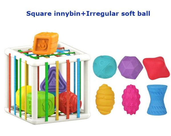 Planet Gates Square soft ball Baby Shape Sorting Toy  motor skill tactile touch toy 10 months to 3 years  InnyBin soft cube montessori educational toys