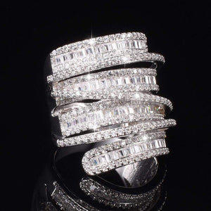 Planet Gates Square T Simulated Diamond gemstone ring jewelry Women S925 Sterling silver Cocktail Band Rings size 5-10