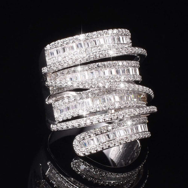 Planet Gates Square T Simulated Diamond gemstone ring jewelry Women S925 Sterling silver Cocktail Band Rings size 5-10