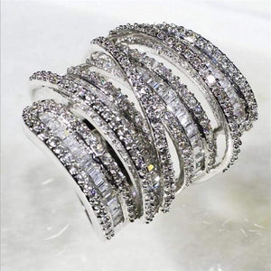 Planet Gates Square T Simulated Diamond gemstone ring jewelry Women S925 Sterling silver Cocktail Band Rings size 5-10