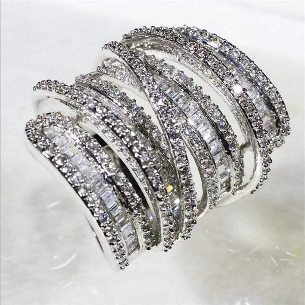 Planet Gates Square T Simulated Diamond gemstone ring jewelry Women S925 Sterling silver Cocktail Band Rings size 5-10