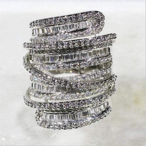 Planet Gates Square T Simulated Diamond gemstone ring jewelry Women S925 Sterling silver Cocktail Band Rings size 5-10