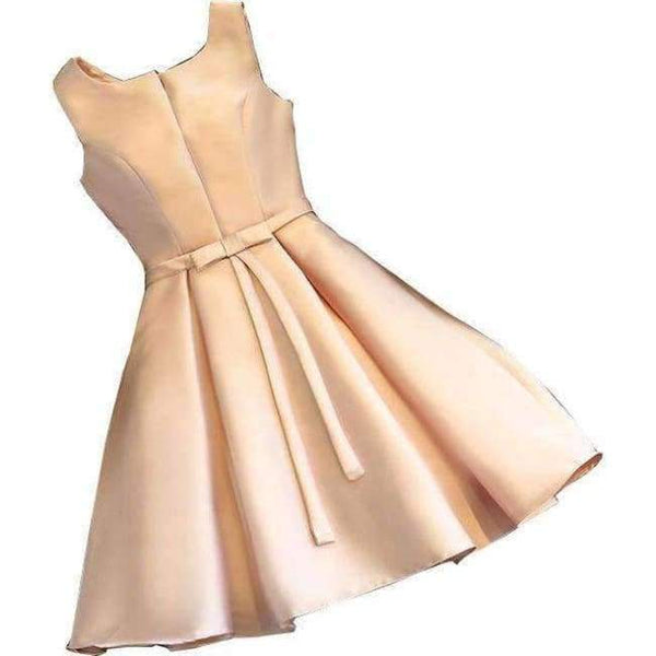Planet Gates Square v neck pink / 2 Champagne Bridesmaid Dresses Pink Blue Short Satin Knee Length Party Prom Dresses robe de mariage Cheap Custom Made