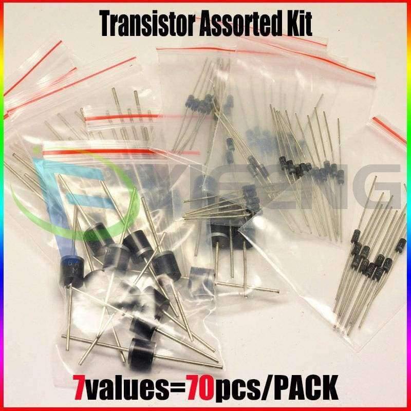Planet Gates SR160,SR260,SR360,SR540,SR560,SR5100,SR5200 ,DIP 7values=70pcs, Each 10pcs,Electronic Components Package,Diode Assorted Kit