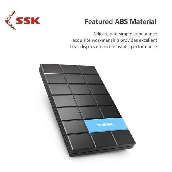 SSK HDD Case 2.5 Inch SATA to USB3.0 SSD HDD Enclosure Adapter for Type C Hard Disk Drive Box External HDD High Speed Black 080