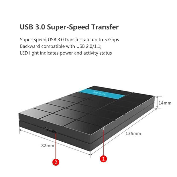 SSK HDD Case 2.5 Inch SATA to USB3.0 SSD HDD Enclosure Adapter for Type C Hard Disk Drive Box External HDD High Speed Black 080