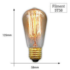 Planet Gates ST58 Fialmant / E27 MACLOU Vintage Edison Bulb E27 220V Retro Lamp 40WAmpoule Vintage Light Bulb Edison Lamp Incandescent Light Filament Edison Bulb