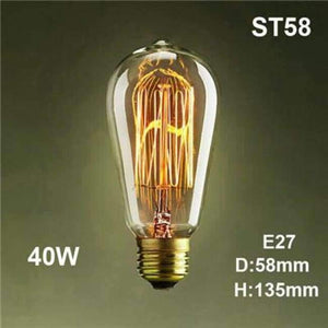 Planet Gates ST58 filament / E27 Vintage Edison Bulb E27 220V Retro Lamp 40W Vintage Light Bulb Edison Lamp Incandescent Light Filament Edison Bulb