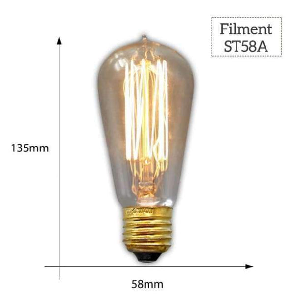 Planet Gates ST58A Fialmant / E27 MACLOU Vintage Edison Bulb E27 220V Retro Lamp 40WAmpoule Vintage Light Bulb Edison Lamp Incandescent Light Filament Edison Bulb