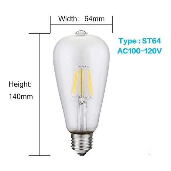 Planet Gates ST64 AC110V / 2W / Yes, Cold White LUCKY Led Bulb E27 Dimmable 2w 4w 6w 8w E14 Led Candle Light Bulb 110v 220v Vintage Filament Lamp For Chandelier Lighting .