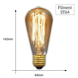 Planet Gates ST64 Filament / E27 MACLOU Vintage Edison Bulb E27 220V Retro Lamp 40WAmpoule Vintage Light Bulb Edison Lamp Incandescent Light Filament Edison Bulb