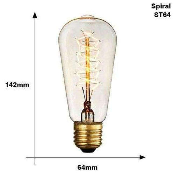 Planet Gates ST64 spirai 220V / E27 2017 Edison Bulb E27 220V 40W ST64 A19 T45 G80 G95 G125 Incandescent filament bulb lighting Retro Edison Light Bulb