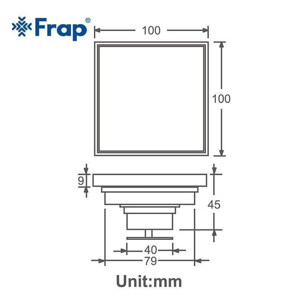 Planet Gates Stainless steel 10*10cm Square Anti-odor Floor Drain Bathroom Invisible Retro Shower Drain Y38075 (Y38075)