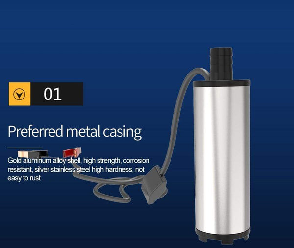 Planet Gates Stainless Steel 38/51mm Submersible Pump DC12/24V Water Oil Diesel Fuel Transfer Refueling Tool Kerosene 12L/Min 30L/Min
