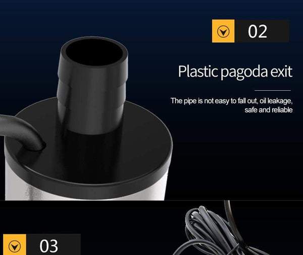 Planet Gates Stainless Steel 38/51mm Submersible Pump DC12/24V Water Oil Diesel Fuel Transfer Refueling Tool Kerosene 12L/Min 30L/Min