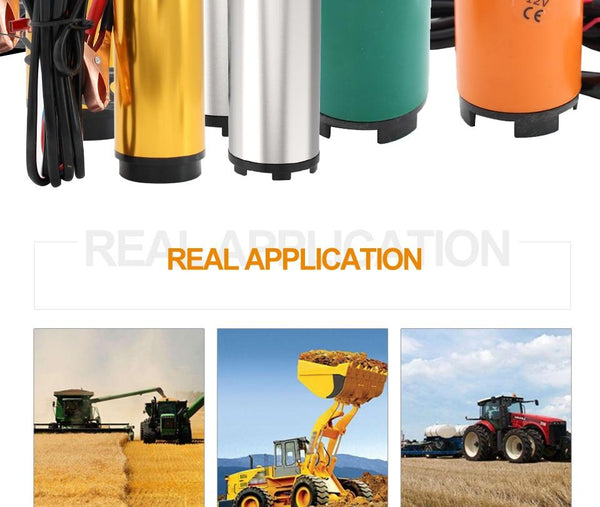 Planet Gates Stainless Steel 38/51mm Submersible Pump DC12/24V Water Oil Diesel Fuel Transfer Refueling Tool Kerosene 12L/Min 30L/Min