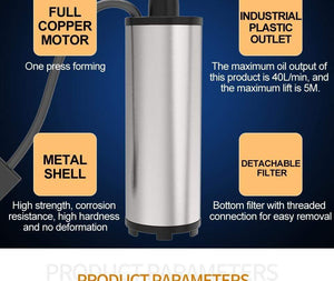 Planet Gates Stainless Steel 38/51mm Submersible Pump DC12/24V Water Oil Diesel Fuel Transfer Refueling Tool Kerosene 12L/Min 30L/Min