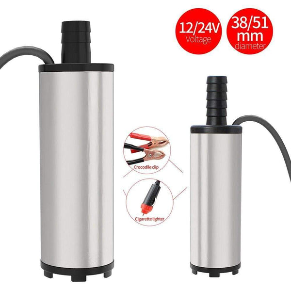 Planet Gates Stainless Steel 38/51mm Submersible Pump DC12/24V Water Oil Diesel Fuel Transfer Refueling Tool Kerosene 12L/Min 30L/Min