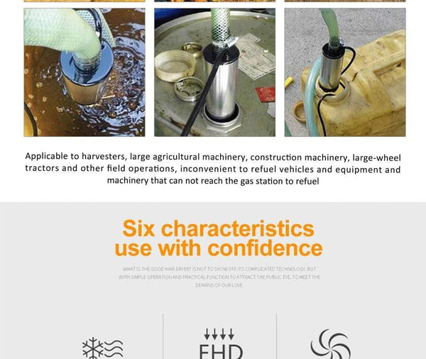 Planet Gates Stainless Steel 38/51mm Submersible Pump DC12/24V Water Oil Diesel Fuel Transfer Refueling Tool Kerosene 12L/Min 30L/Min