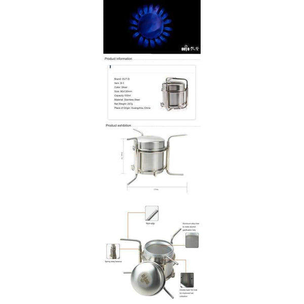 Planet Gates Stainless Steel Alcohol Stove Camping Stove Cooking stove B-1