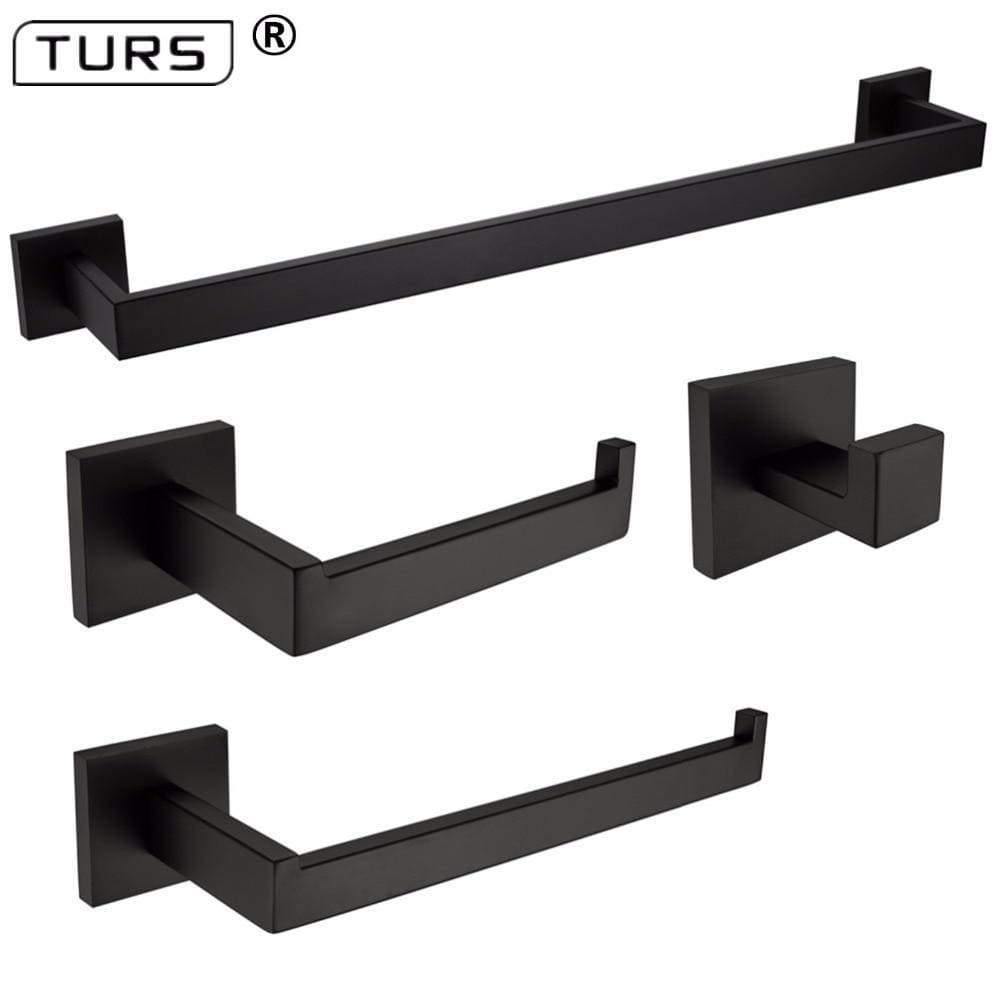 Planet Gates Stainless Steel Bathroom Hardware Set Black Matte Paper Holder Toothbrush Holder Towel Bar Bathroom Accessories