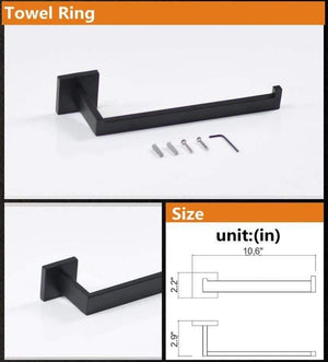 Planet Gates Stainless Steel Bathroom Hardware Set Black Matte Paper Holder Toothbrush Holder Towel Bar Bathroom Accessories