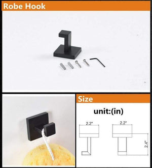 Planet Gates Stainless Steel Bathroom Hardware Set Black Matte Paper Holder Toothbrush Holder Towel Bar Bathroom Accessories